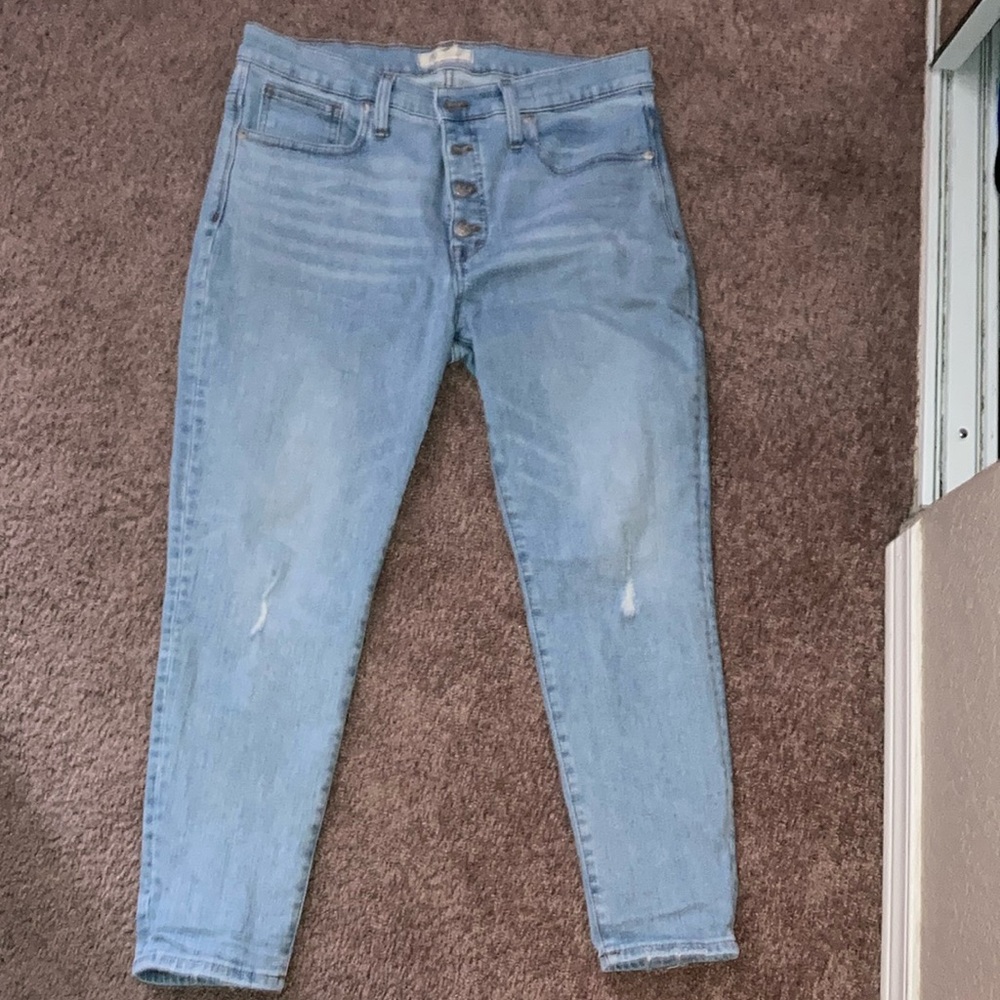 Madewell High Rise Skinny Cropped Light Wash Button Fly Jean Size 31